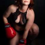 boudoir photography session with boxing gloves